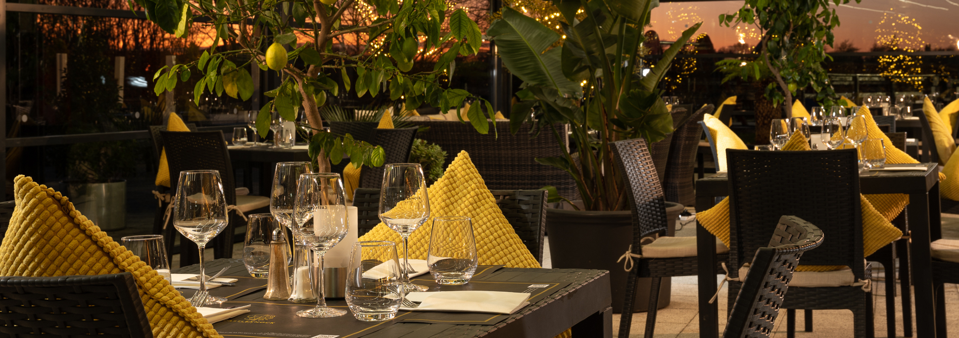 Moody twilight ambiance at 22 Bar Patio with soft lighting 1